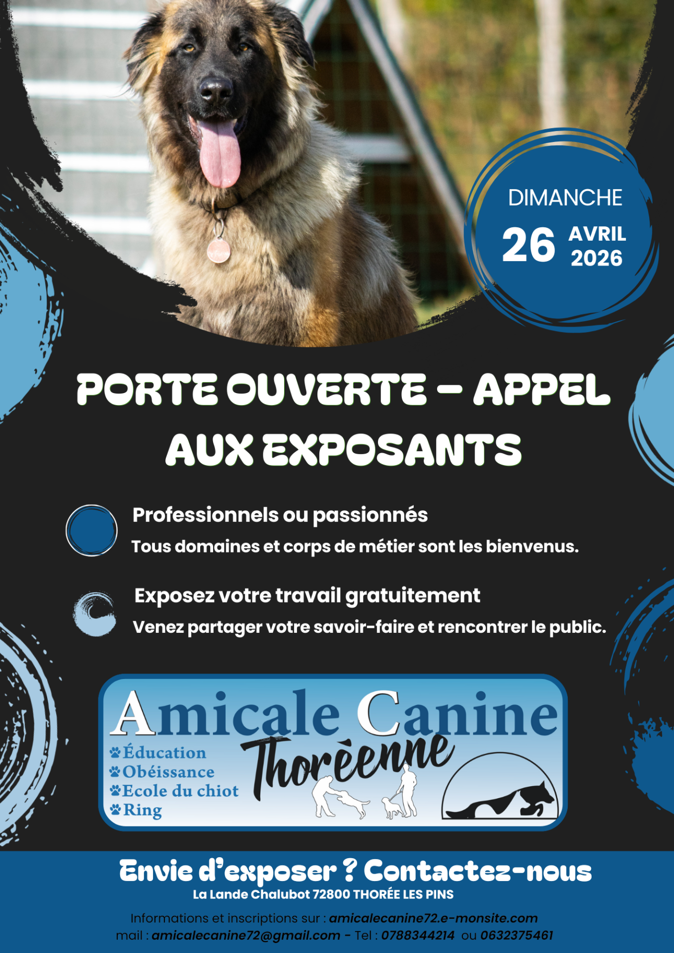Porte ouverte de l’Amicale Canine Thoréenne – Exposants et passionnés bienvenus